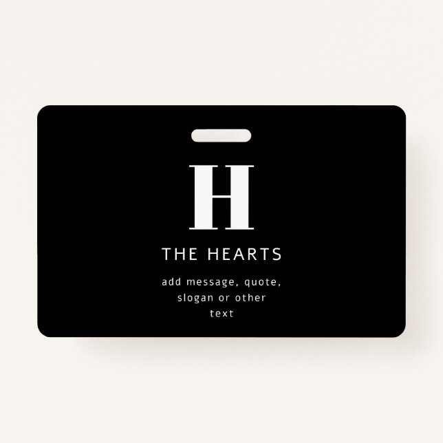 Tarjeta De Identificación Nombre y mensaje de monograma moderno editable | N (Anverso)