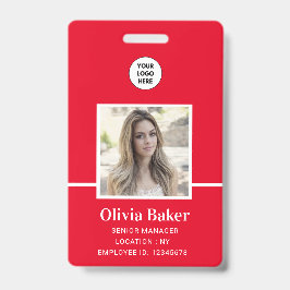 Tarjeta De Identificación Nombre y título de la empresa moderna roja Foto ID