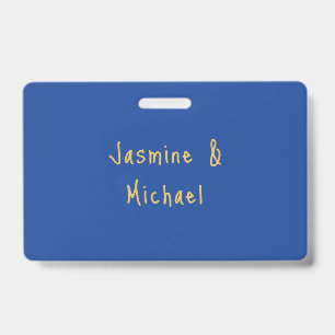 Tarjeta De Identificación Nombres de Pareja Caligrafía Chic Adorable Azul y