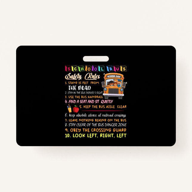 Tarjeta De Identificación normas de seguridad de los autobuses escolares (Anverso)