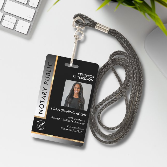 Tarjeta De Identificación Notario de fotografía profesional de gradiente bla (Subido por el creador)