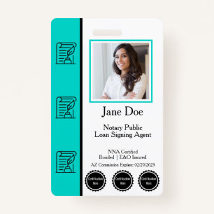 Tarjeta De Identificación Notario distintivo de agente de firma de préstamo