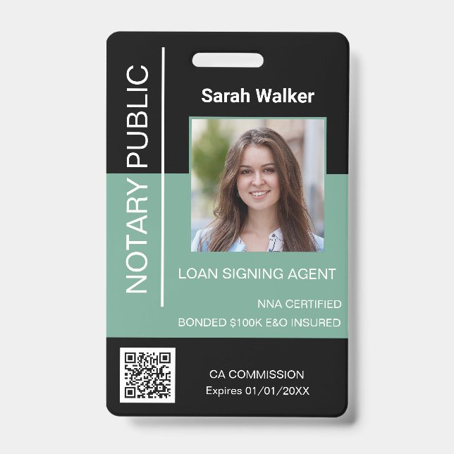 Tarjeta De Identificación Notario empleado de oficina de identificación públ (Parte frontal)