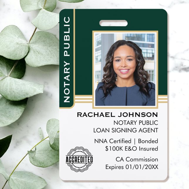 Tarjeta De Identificación Notario público Agente de firma de préstamos ID Or (Subido por el creador)