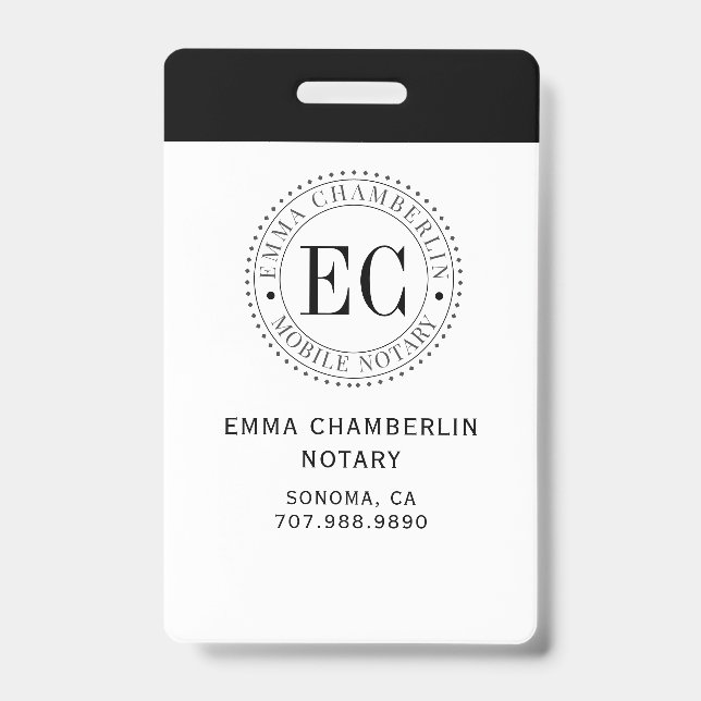 Tarjeta De Identificación Notario público móvil (Parte frontal)