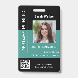 Tarjeta De Identificación Notario Público oficinista de ID turquesa polvorie