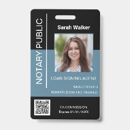 Tarjeta De Identificación Notario Público oficinista negro azul polvoriento