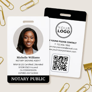 Tarjeta De Identificación Notario Público Préstamo Firmado Agente ID Foto Ne