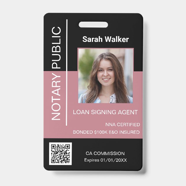 Tarjeta De Identificación Notario trabajador de oficina de identificación pú (Parte frontal)