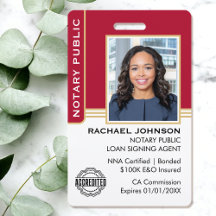 Notary Public Loan Siging Agent ID Red Gold