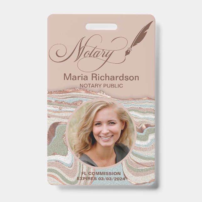 Tarjeta De Identificación Notary public Loan Signing Photo Name Badge (Parte frontal)
