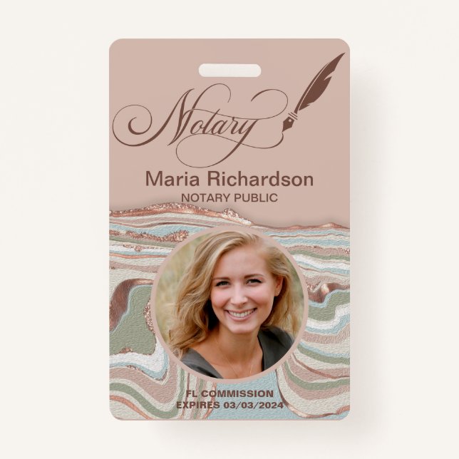 Tarjeta De Identificación Notary public Loan Signing Photo Name Badge (Anverso)