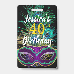 Tarjeta De Identificación Nuevo código QR de bebida de cumpleaños de Mardi G