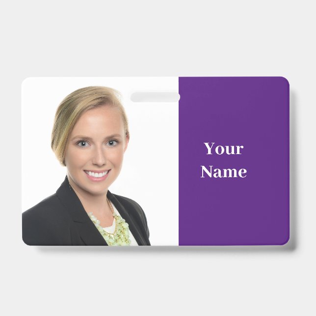 Tarjeta De Identificación ¡NUEVO! Insignia - Retráctil Horizontal - Morado (Parte frontal)