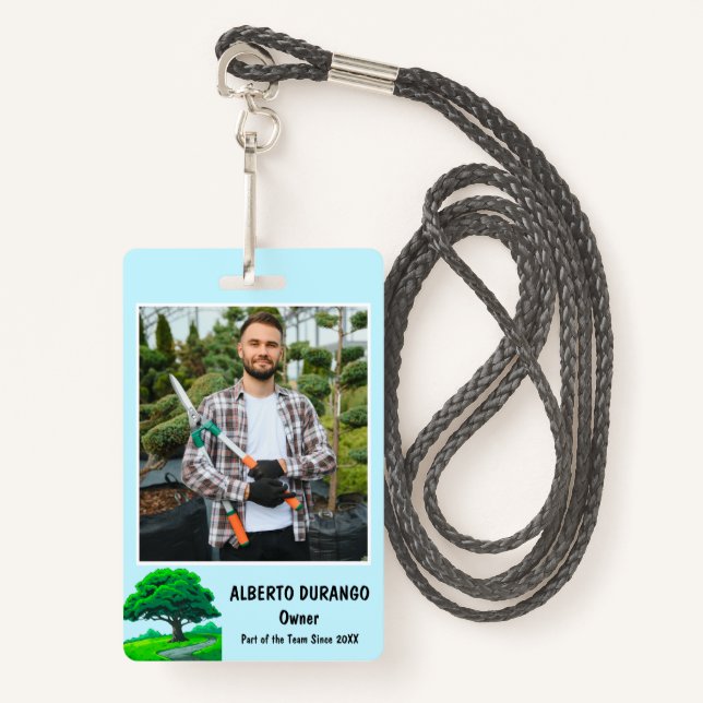 Tarjeta De Identificación Oak Tree Logo | Tree Trimming Services Employee (Anverso son cordón)