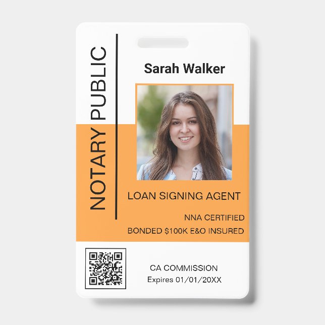 Tarjeta De Identificación Obrero de la oficina de fotos del Notario Público  (Parte frontal)