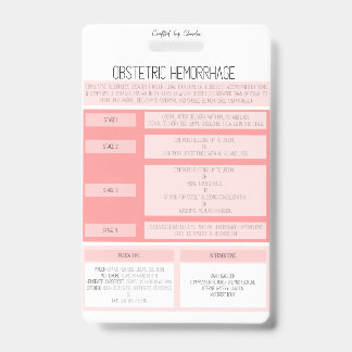 Tarjeta De Identificación Obstetric Hemorrhage Reference Nurse Badge