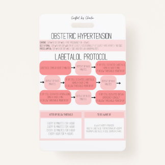 Tarjeta De Identificación Obstetric Hypertension Nurse Reference Badge