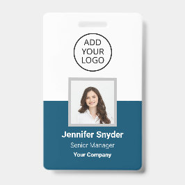 Tarjeta De Identificación Ocean Blue, Id. de foto de empleado con código QR,