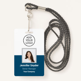 Tarjeta De Identificación Ocean Blue, Id. de foto de empleado con código QR,