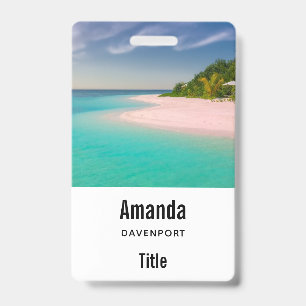 Tarjeta De Identificación Océano Acuamarina Playa Tropical Escénica