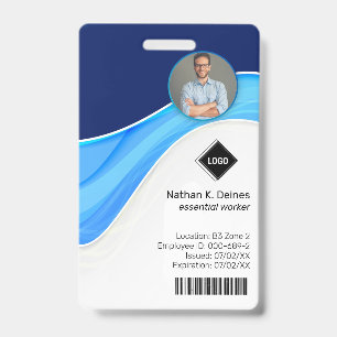 Tarjeta De Identificación Ola Azul   Identificación Fotográfica de Empleado 