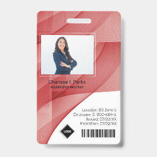 Tarjeta De Identificación Ola Roja Seguridad de la Empresa de Foto ID de E