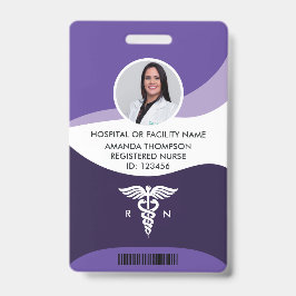 Tarjeta De Identificación Ola Violeta Gráfica Enfermera Registrada Foto ID