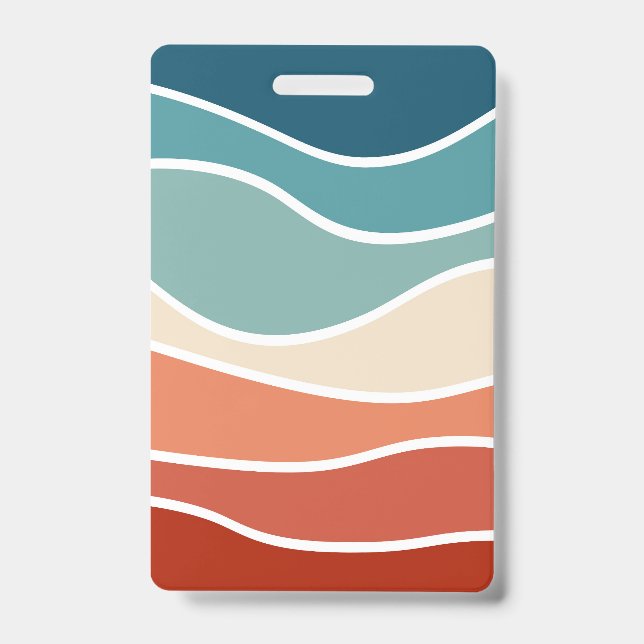 Tarjeta De Identificación Olas de estilo retro colorido (Parte frontal)