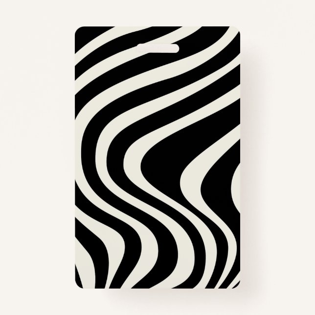 Tarjeta De Identificación Ondas retro en blanco y negro (Anverso)