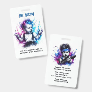 Tarjeta De Identificación ¡One Rocks! Pase VIP de estrella de rock para 1er 