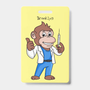 Tarjeta De Identificación Orangután divertido mono dibujo animado doctor