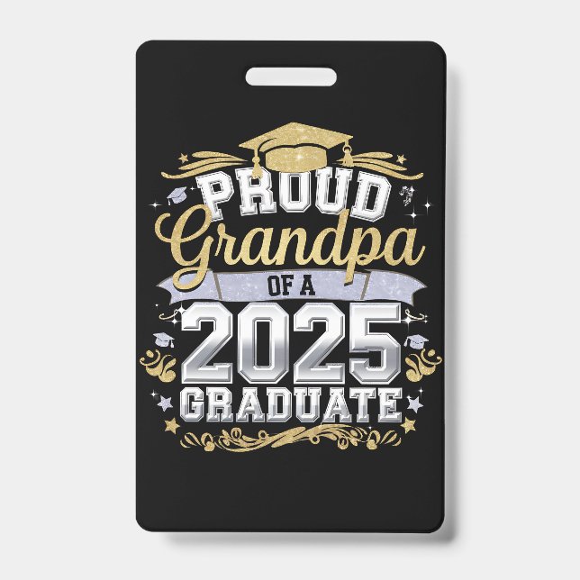 Tarjeta De Identificación Orgulloso Abuelo De Una Familia De Graduación De 2 (Front)