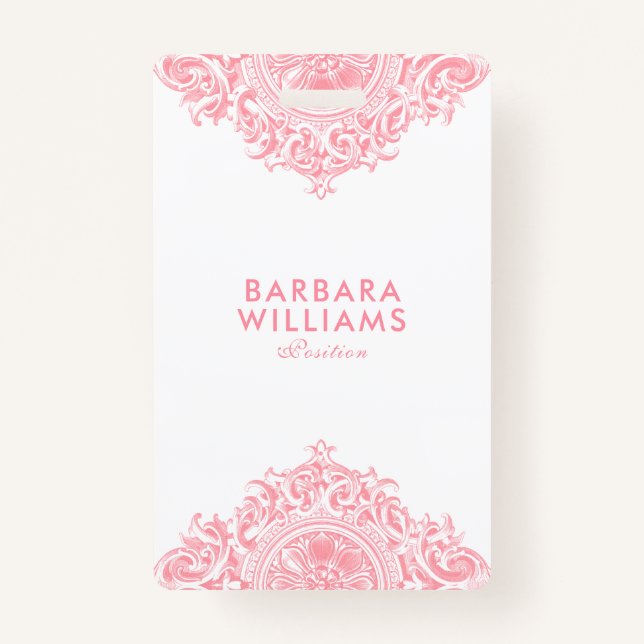 Tarjeta De Identificación Ornamento Ornato Rosa (Anverso)