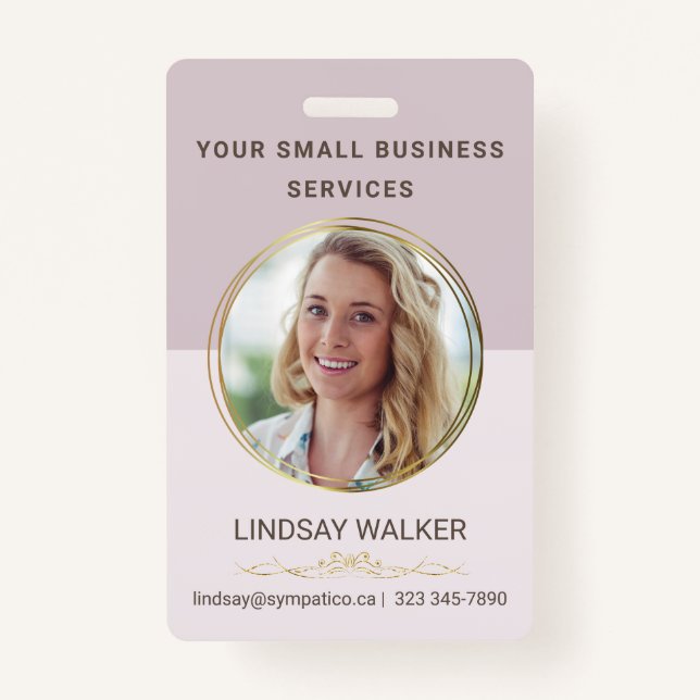 Tarjeta De Identificación Oro, beige y malva contemporáneo (Reverso)