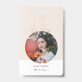 Tarjeta De Identificación Oro floral Minimalista moderno