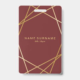 Tarjeta De Identificación Oro geométrico elegante minimalista moderno