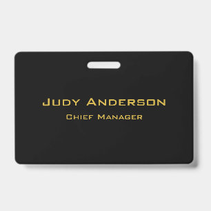 Tarjeta De Identificación Oro Metálico y Negro Moderno Elegante Profesional