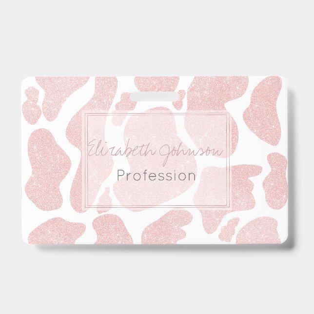 Tarjeta De Identificación Oro Rosa Blanco Manchas Grandes de Vaca Patrón de  (Parte frontal)