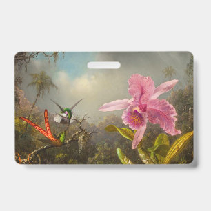 Tarjeta De Identificación Orquídea con dos colibríes Heade