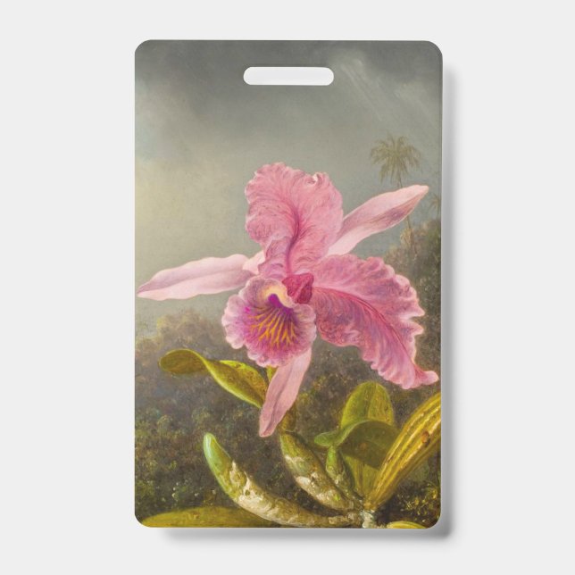 Tarjeta De Identificación Orquídea con dos colibríes Heade (Parte frontal)