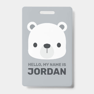 Tarjeta De Identificación Oso Polar Pequeño y Lindo con Nombre Personalizado