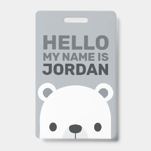 Tarjeta De Identificación Oso Polar Pequeño y Lindo con Nombre Personalizado
