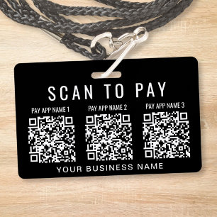 Tarjeta De Identificación Paga con escaneo 3 códigos QR Negocios