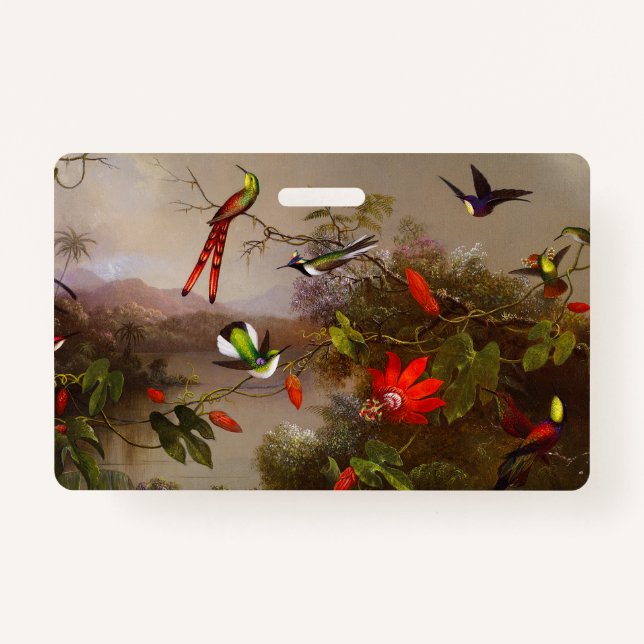 Tarjeta De Identificación Paisaje tropical con 10 Hummingbirds Heade (Anverso)
