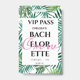 Tarjeta De Identificación Palm Tropical Greenery Palm Bachelorette Party VIP