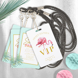 Tarjeta De Identificación Palmeras de Flamingo Tropical Dulce 16 ID922