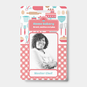 Tarjeta De Identificación Panadería casera personalizable Foto de chef profe