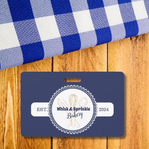 Tarjeta De Identificación Panadería de cocina de Navy & Gold Whisk