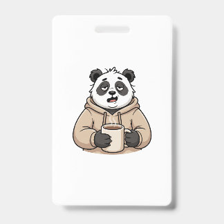 Tarjeta De Identificación Panda Café Dibujo Animado Demasiado Cansado Para F